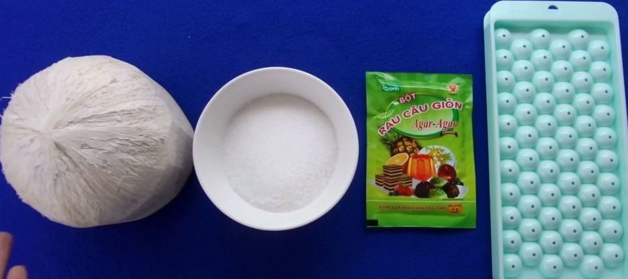 nguyên liệu làm thạch dừa bi